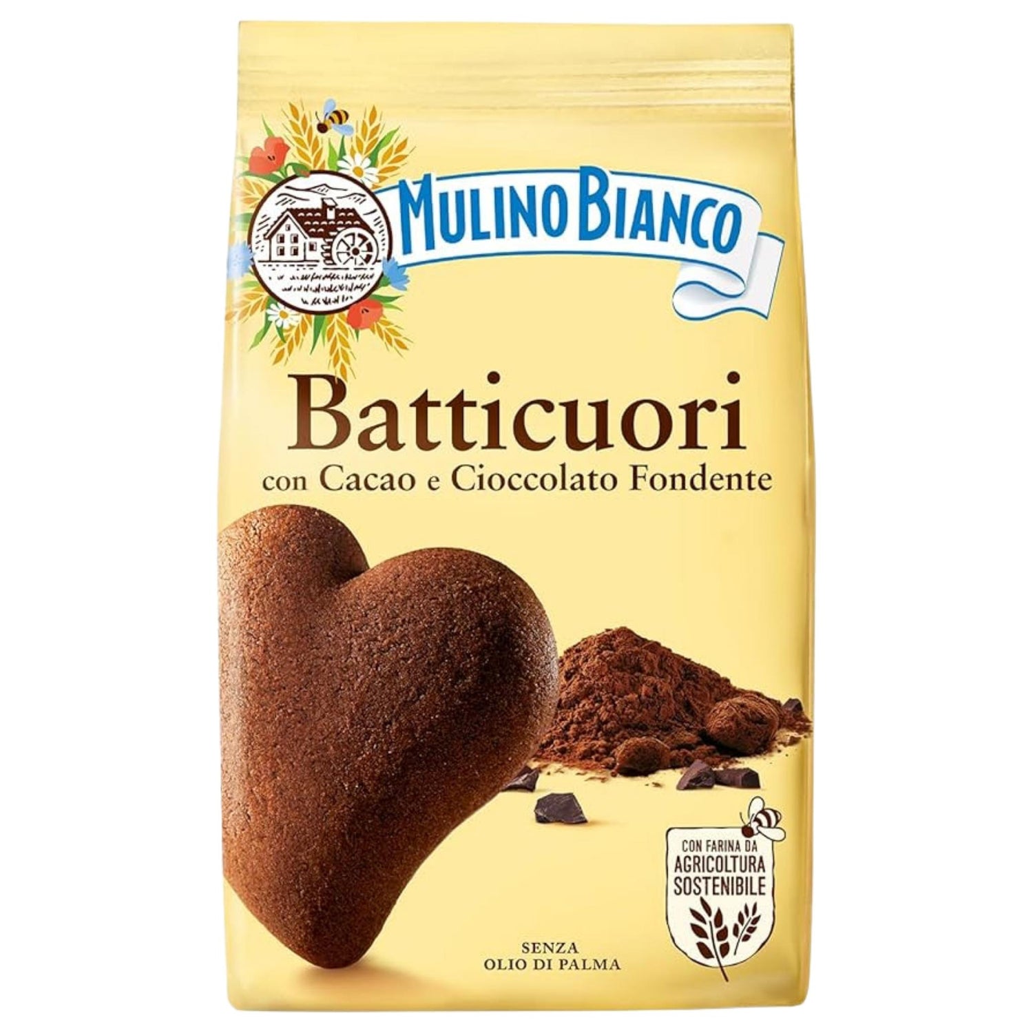Mulino Bianco cookies from Italy -  Batticuori heart-shaped chocolate cookies (350 grams)
