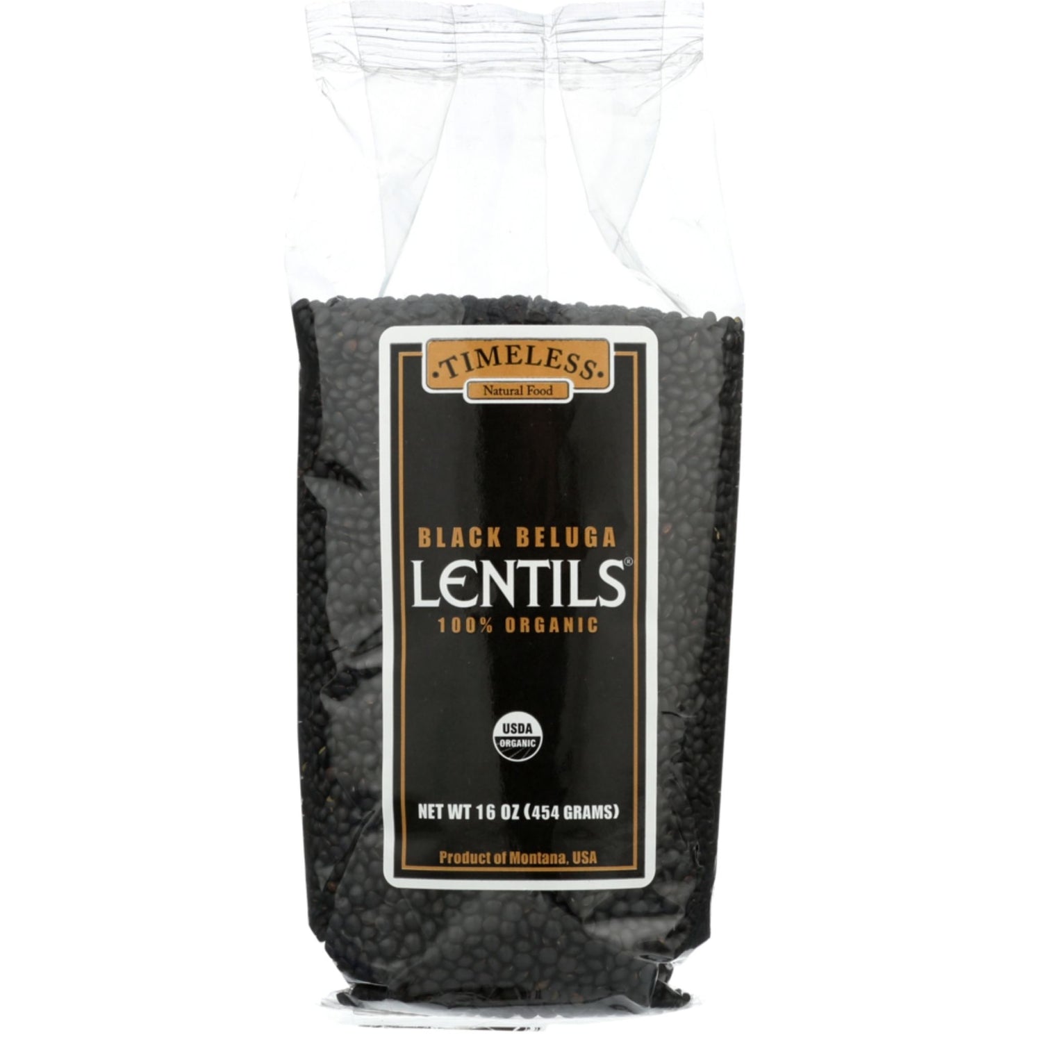 Timeless. Organic Black Lentils 16oz container
